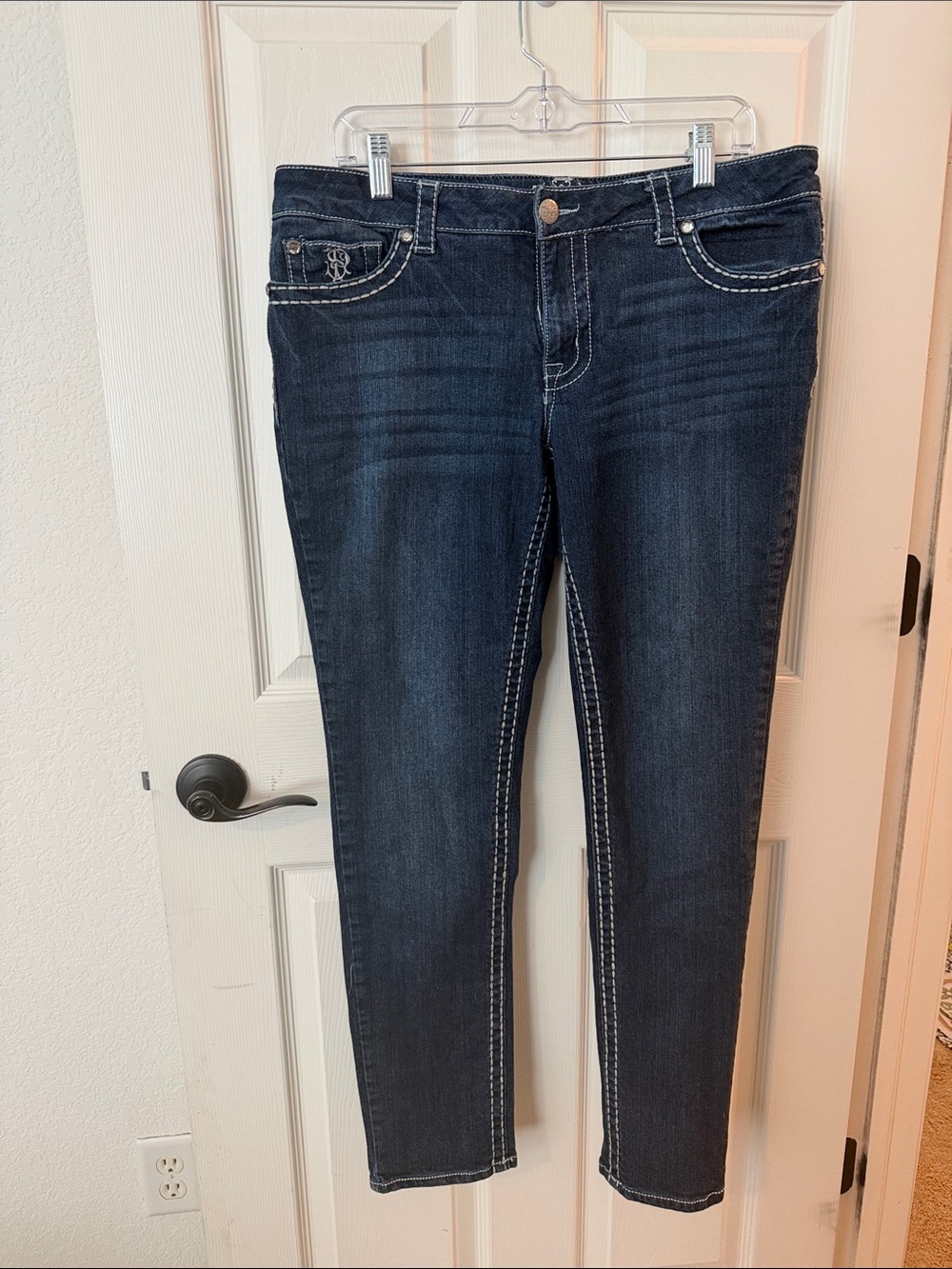 Paisley Sky Dark Blue Skinny Jeans